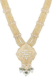 Micro Gold Finish Agate Long Necklace Set