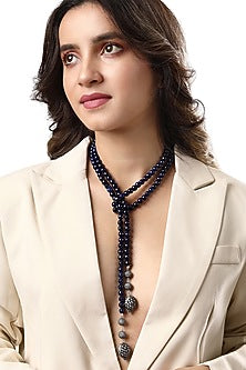 Black Rhodium Finish Agate Necklace