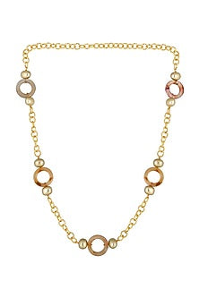 Gold Finish Kundan Polki & Agate Long Necklace