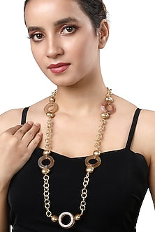 Gold Finish Kundan Polki & Agate Long Necklace