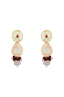 Gold Finish Kundan Polki Dangler Earrings