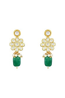 Gold Finish Kundan Polki Dangler Earrings