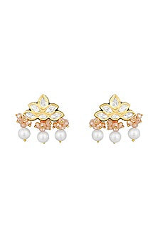 Gold Finish Kundan Polki Dangler Earrings