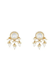 Gold Finish Kundan Polki Dangler Earrings