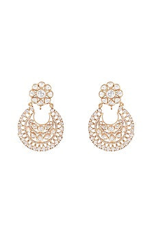 Gold Finish Kundan Polki Chandbali Earrings