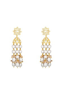 Gold Finish Kundan Polki Dangler Earrings