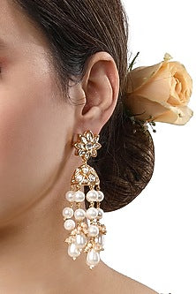 Gold Finish Kundan Polki Dangler Earrings
