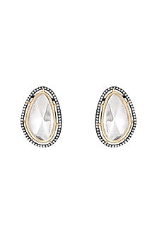 Two Tone Finish Kundan Polki Stud Earrings