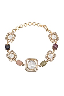 Micron Gold Finish Moissanite Kundan Polki & Cz Diamond Bracelet