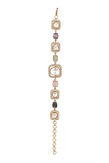 Micron Gold Finish Moissanite Kundan Polki & Cz Diamond Bracelet