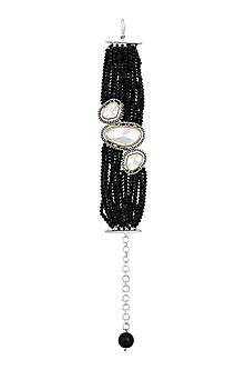 Two-Tone Finish Black Kundan Polki & Agates Stone Handcrafted Bracelet