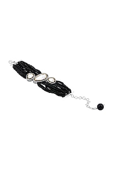 Two-Tone Finish Black Kundan Polki & Agates Stone Handcrafted Bracelet