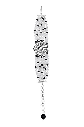 Black Rhodium Finish Agate Stone & Kundan Polki Handcrafted Bracelet