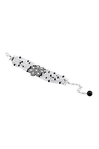 Black Rhodium Finish Agate Stone & Kundan Polki Handcrafted Bracelet