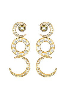Gold Finish Kundan Polki & Agate Stones Handcrafted Dangler Earrings