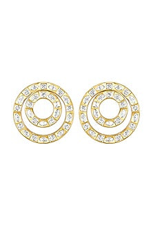 Gold Finish Kundan Polki & Agate Stones Handcrafted Stud Earrings