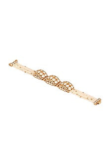Gold Finish Kundan Polki & Cream Stone Handcrafted Bracelet