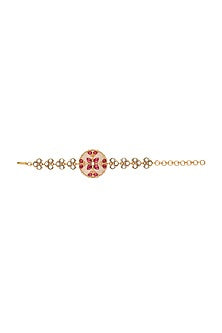 Gold Finish Pink Onyx Handcrafted Bracelet