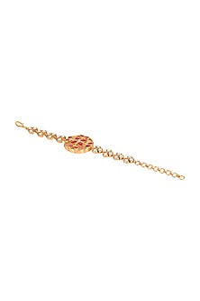 Gold Finish Pink Onyx Handcrafted Bracelet