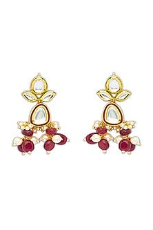 Micron Gold Finish Kundan Polki Handcrafted Earrings