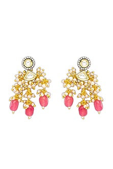 Micron Gold Finish Pearl & Kundan Polki Earrings