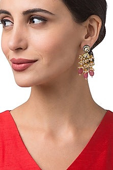 Micron Gold Finish Pearl & Kundan Polki Earrings