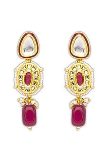Micron Gold Finish Earrings With Beads