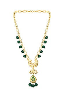 Micron Gold Finish Kundan Long Necklace