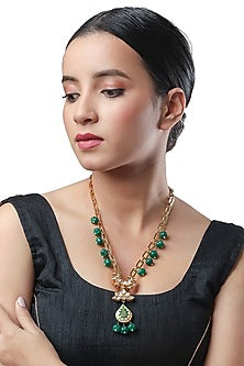 Micron Gold Finish Kundan Long Necklace