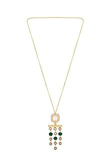 Micron Gold Finish Handcrafted Long Necklace With Kundan Polki
