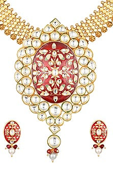 Micron Gold Finish Kundan Polki Choker Necklace Set