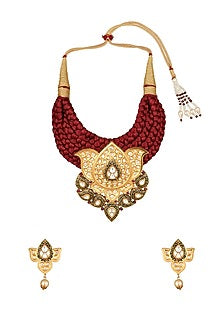 Micron Gold Finish Kundan Polki Choker Necklace Set