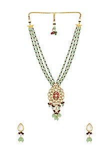Micron Gold Finish Kundan Polki Necklace Set