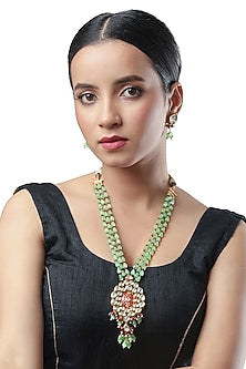 Micron Gold Finish Kundan Polki Necklace Set