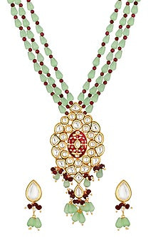 Micron Gold Finish Kundan Polki Necklace Set