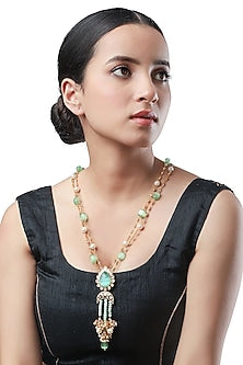 Micron Gold Finish Kundan Polki Long Necklace
