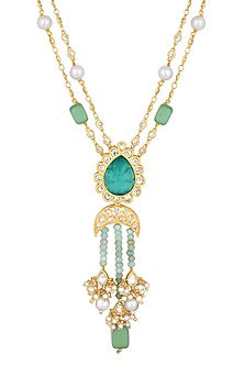 Micron Gold Finish Kundan Polki Long Necklace