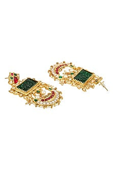 Micron Gold Finish Kundan Polki Dangler Earrings