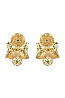 Micron Gold Finish Kundan Polki Dangler Earrings