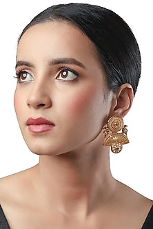 Micron Gold Finish Kundan Polki Dangler Earrings