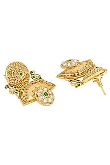 Micron Gold Finish Kundan Polki Dangler Earrings