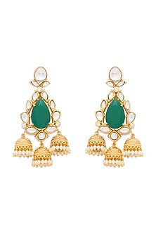 Gold Finish Onyx Stone Dangler Earrings