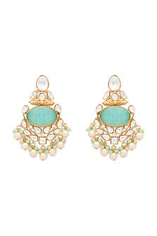 Gold Finish Polki Dangler Earrings