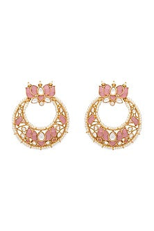 Gold Finish Pearls Chandbali Earrings