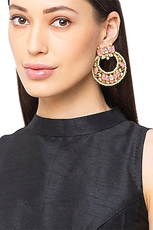 Gold Finish Pearls Chandbali Earrings
