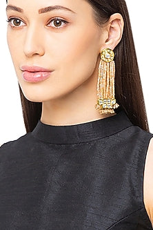 Gold Finish Crystal Dangler Earrings