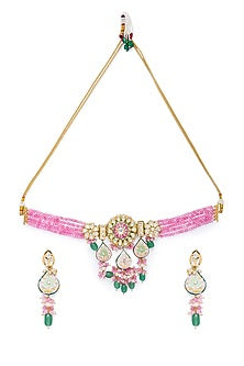 Gold Finish Meenakari Necklace Set