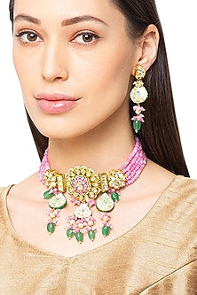 Gold Finish Meenakari Necklace Set