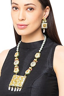 Gold Finish Meenakari Kundan Necklace Set