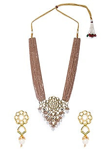 Gold Finish Kundan & Polki Necklace Set